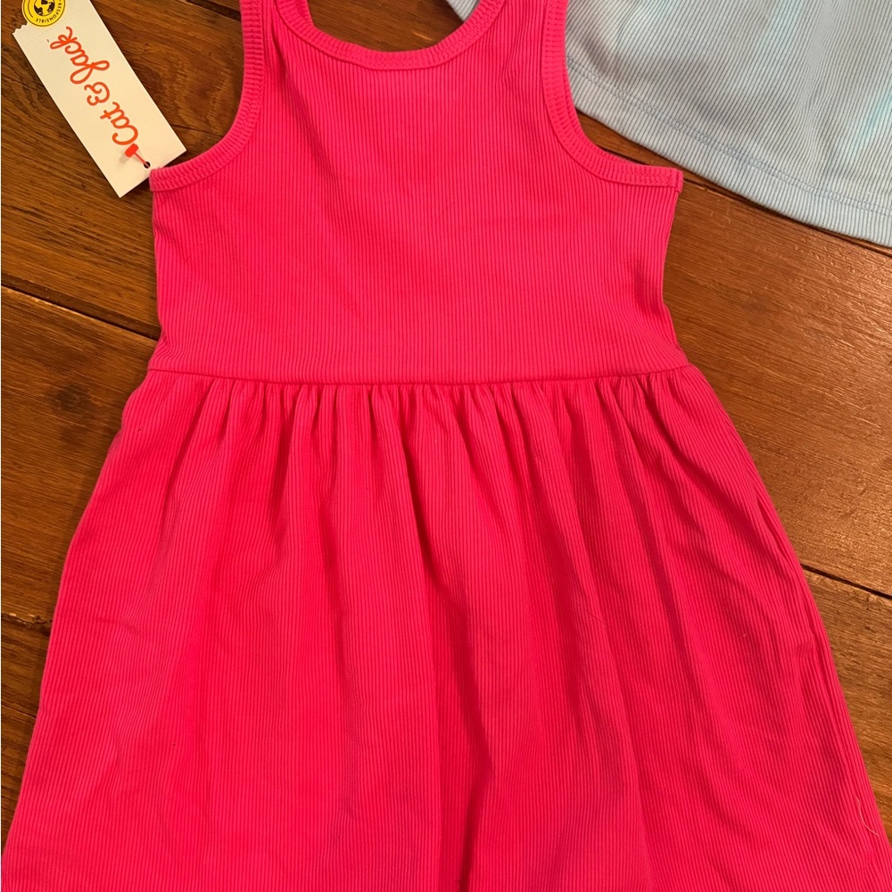 Cat & Jack Girls' Sleeveless Knit Dress - Pink, Light Blue, Green Floral - Picture 3 of 11